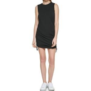 sleeveless ruched bodycon dress with drawstring sides in size PL